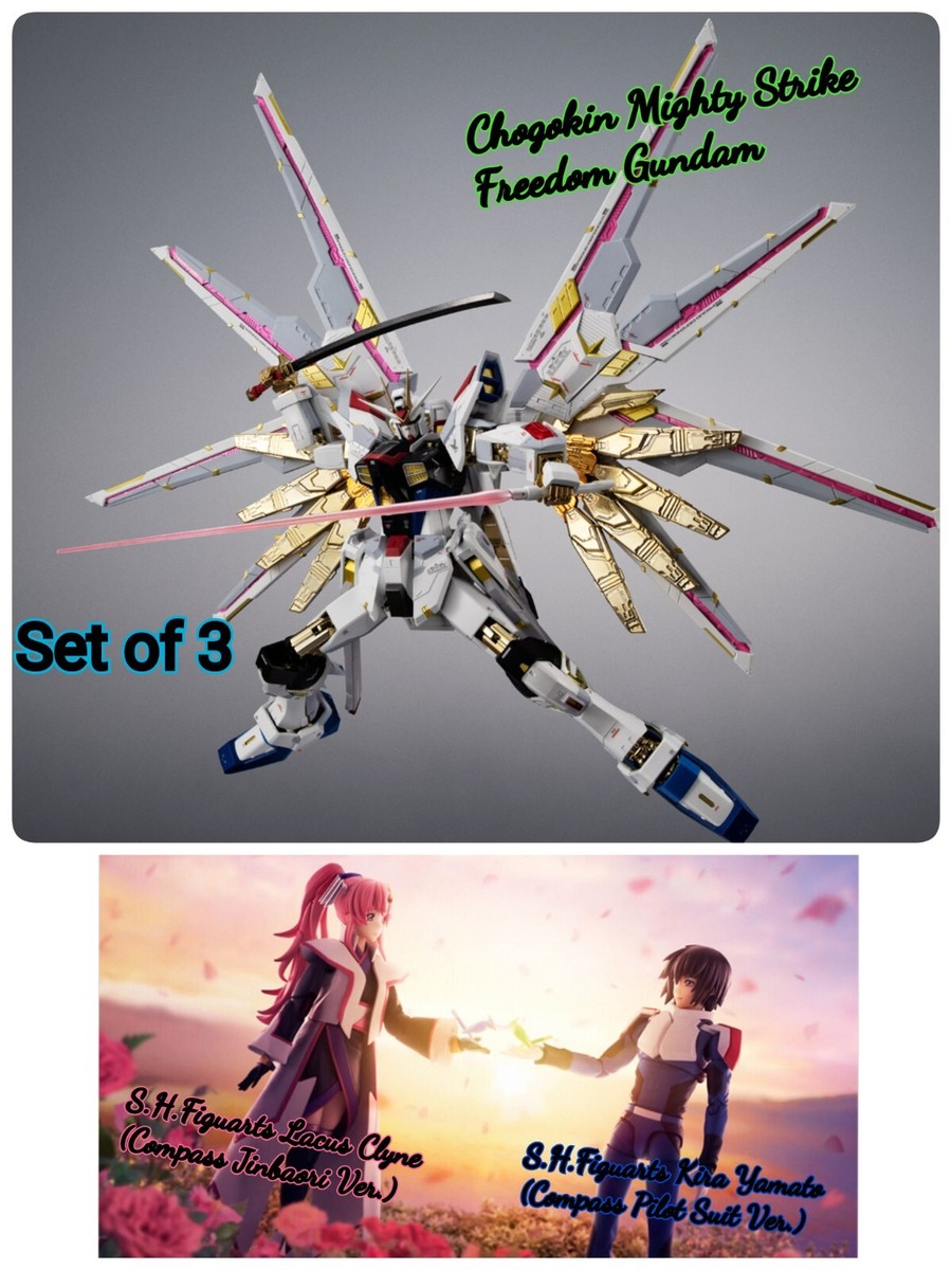 Chogokin Mighty Strike Freedom Gundam,S.H.Figuarts,Kira,Lacus Set