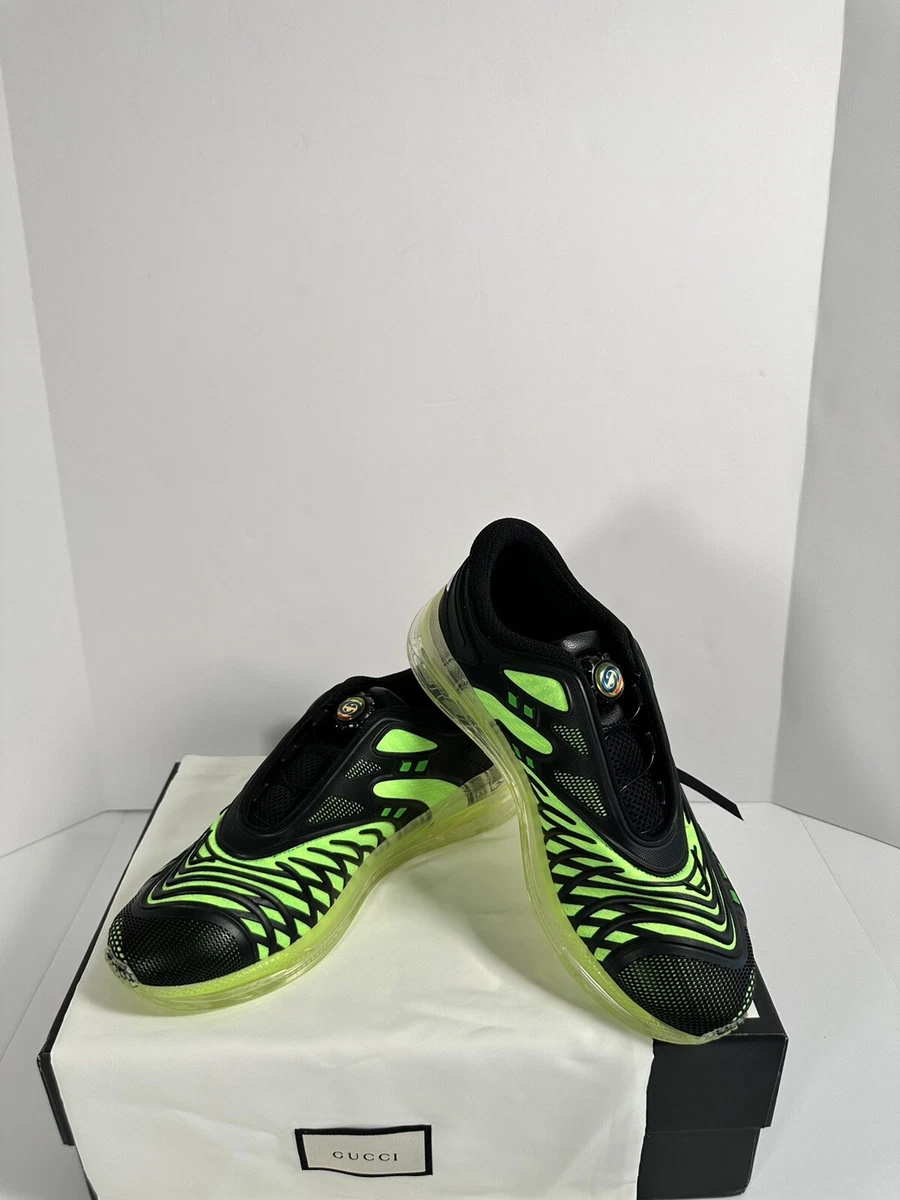 NIB Gucci Ultrapace R Sneakers In Black and Green 7 5US