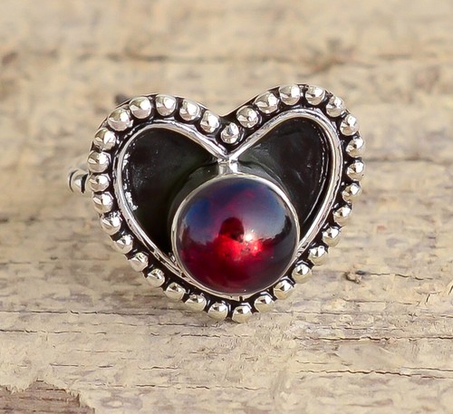 Bague En Argent 925 Avec Agate Rouge - Design Vintage Floral Réglable - Cadeau Pour Femme