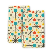 Mid Century Fifties Modern Atomic Retro Colors Kitchen Dish Towel Set Of 2 Soft 