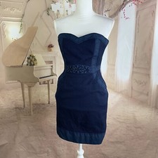 Rebecca Taylor Blue textured Tube Sleeveless Beaded Dress Sz 0