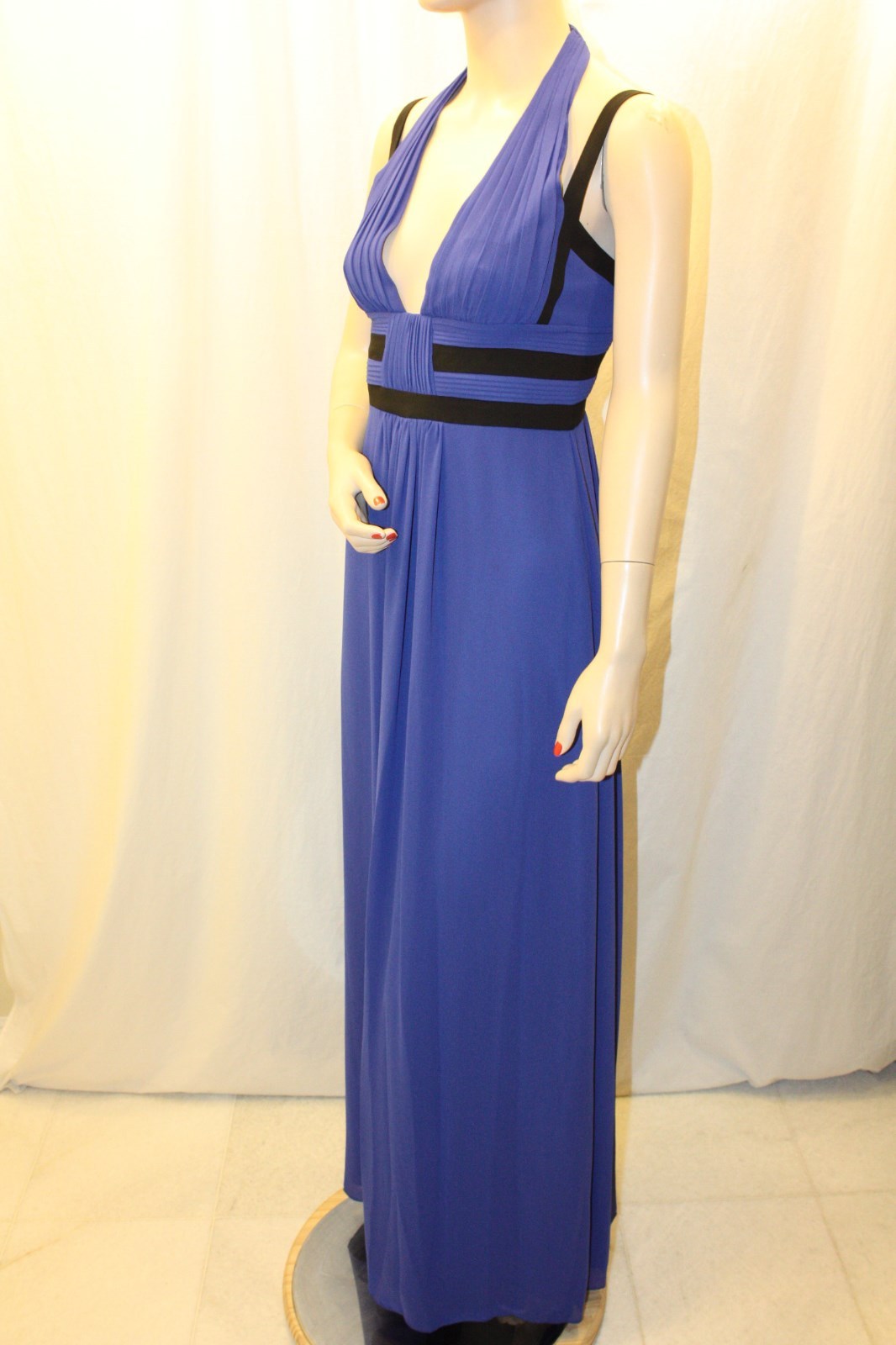 NEW BCBGMAXAZRIA ROYAL BLUE COMBO MARGARETTE HALTER DRESS JGK60G50/L406W SIZE 8 image 3
