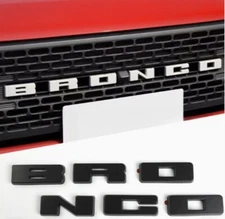 Matte Black Grille Emblem Letter Overlay Decal Cover Trim for 2021-2024 Bronco