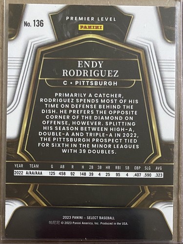 Endy Rodriguez 2023 Panini Select #136 Premier Level - Picture 2 of 2