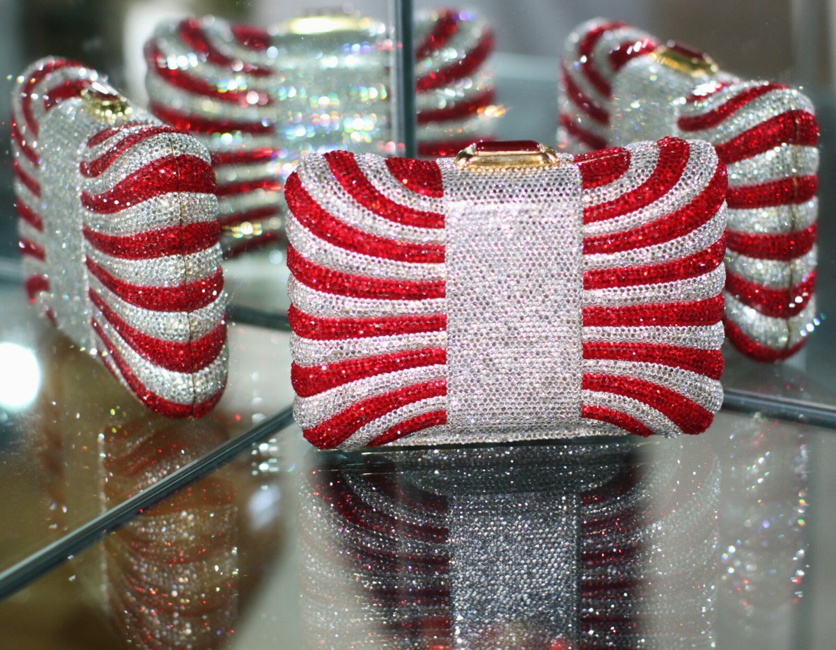 JUDITH LEIBER SWAROVSKI CRYSTAL RISING SUN ART DECO JAPAN BAG