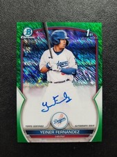 2023 YEINER FERNANDEZ Bowman Chrome 1st Green Shimmer Refractor Auto 58/99