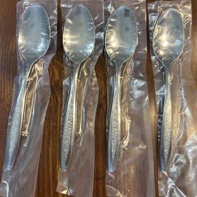 Customcraft Stainless CUS5 Teaspoons Set Of 4 Floral Textured Flatware