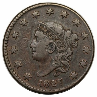 1827 Coronet Head Large Cent N 7 R3