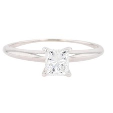 IGI .63ct Princess Cut Diamond Solitaire Engagement Ring 14k White Gold Size 7.5