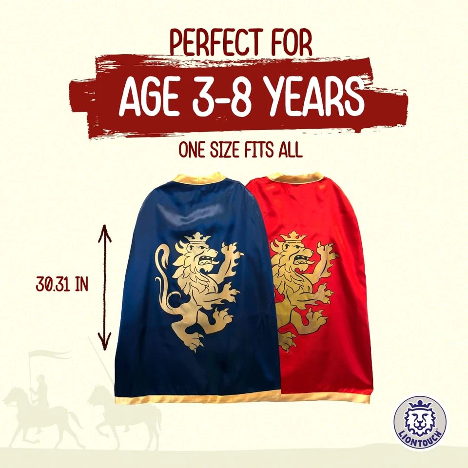 - Noble Knight Cape for Boys, Blue & Red | Age 3-8 Years - One Size Fits All ... - Image 4 of 4