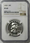 1959 NGC PF69 Proof Ben Franklin Half Dollar 50c 90% Silver White Label