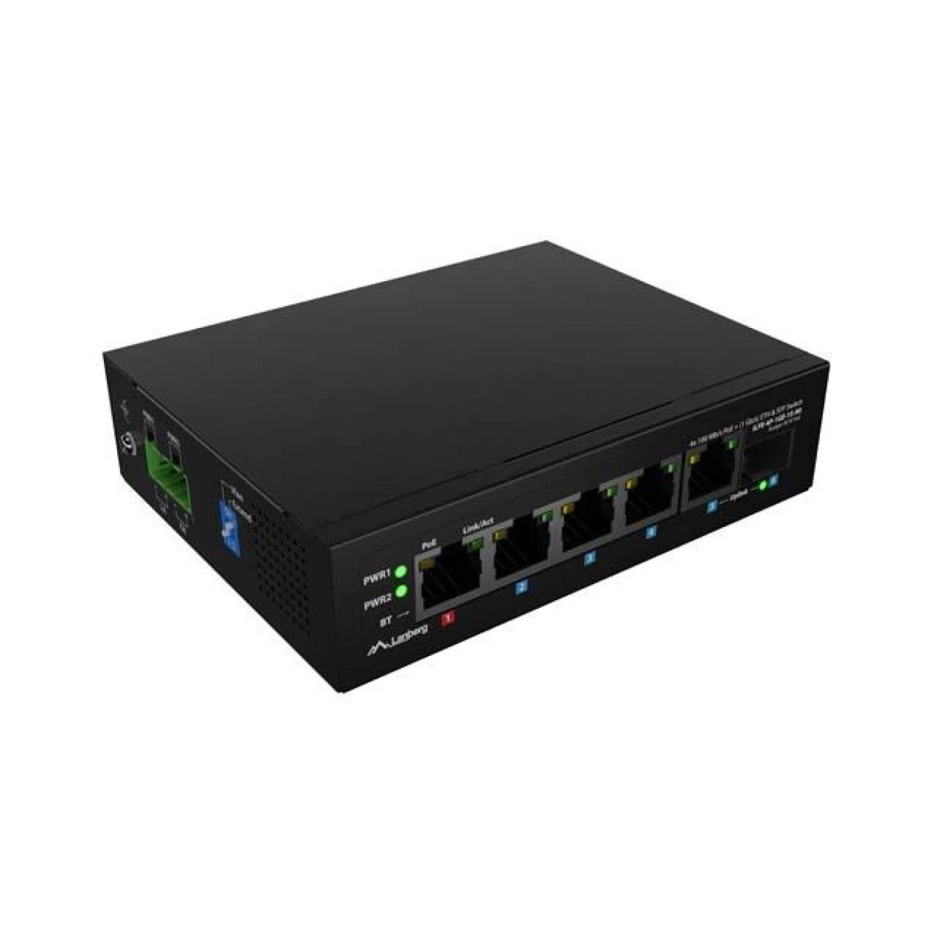 Lanberg switch light industrial POE 1xBT 3xAT SFP+ETH DIN niezarządzalny fast ethernet (5 Ports), Netzwerk Switch, Schwarz - Bild 2