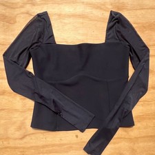 Abercrombie  Fitch Black Mesh Long Sleeve Corset Top Square Neck Large