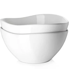 Large Ceramic Mixing Bowls, 3.2 Quart Salad Bowls, 105 Oz White Fruit Bowls