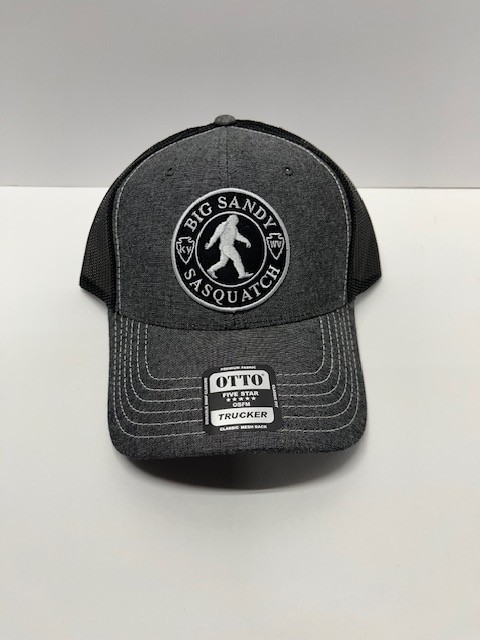 Bigfoot Sasquatch OTTO Trucker Hat. Black/Grey Two Tone. Adj