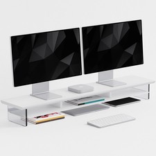 Dual  Tier Monitor Stand for Modern Desk Setup   Minimalist Wooden and Metal R...