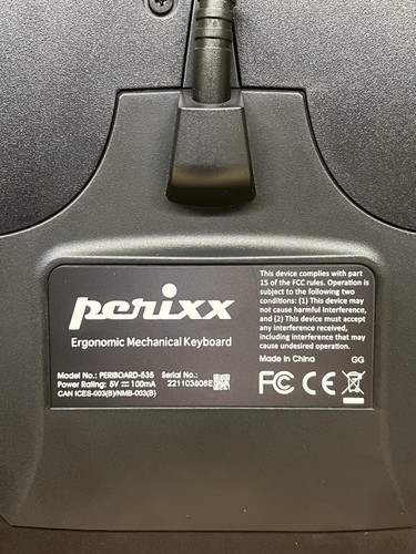 Perixx PERIBOARD-535 Blue Switches Wired Mechanical Split Keyboard - Afbeelding 3 van 3