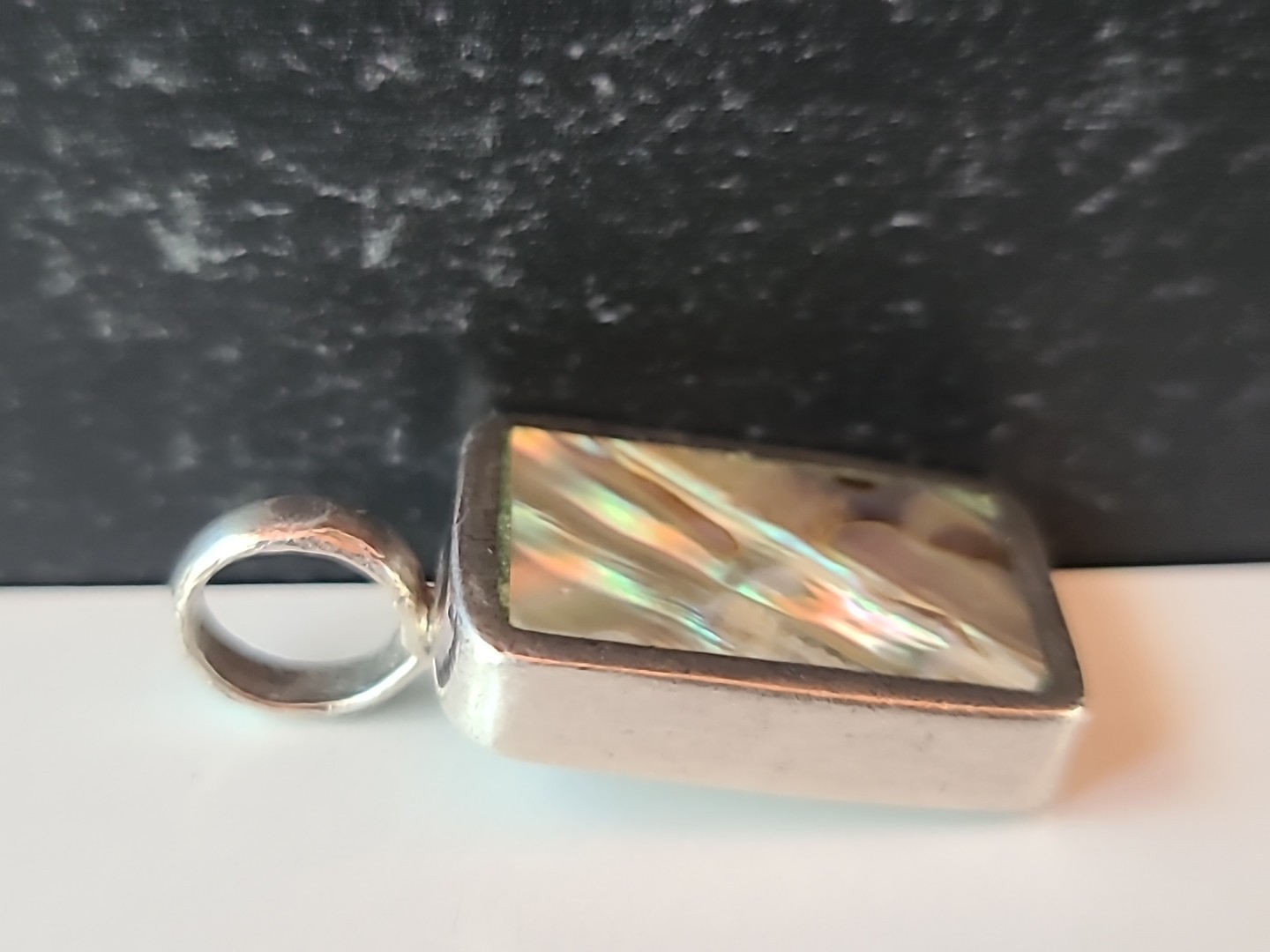 925 Sterling Silver Abalone Shell Rectangular Pen… - image 6