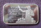 Patrick Henry  Bicentennial 1776-1976 Rare  1 Troy Oz. .999 Fine Silver Art Bar