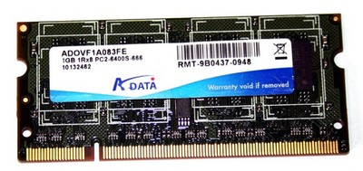 1 GB DDR2-RAM 1Rx8 PC2-6400S SO-DIMM Laptop-Memory  'ADATA ADOVF1A083FE'