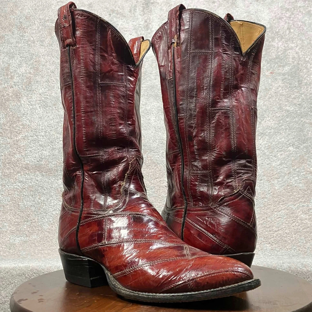 Vintage Tony Lama Red Leather Cowboy Boots Men\'s Size 10 D Black Label USA il_fullxfull.1622096802_hg56.jpg main image 3