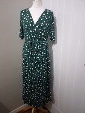 Avon Green Polka Dot Wrap Midi Dress UK 16–18