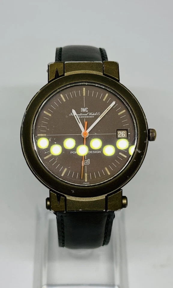 Rare Vintage IWC IW3510 Porsche Design Compass Automatic Olive Green Swiss Watch - Bild 2 von 4