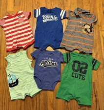Carter's 6-Piece Baby/ Infant Boy Romper and Bodysuit Lot Size 3 Months 3M