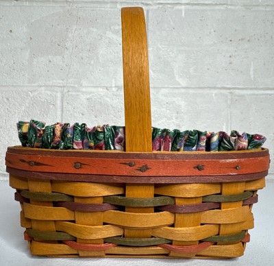 VTG Small 1997 LONGABERGER Multi-Color Oblong Easter Basket Liner & Protector
