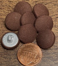 8 Vintage NOS Domed Brown Fabric Covered Shank Buttons 14.5mm 9/16" 17309