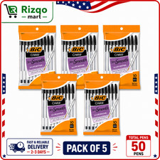 BIC Pack of 50 Ballpoint Pen Black Ink Ball Point Pens for Office Writing School