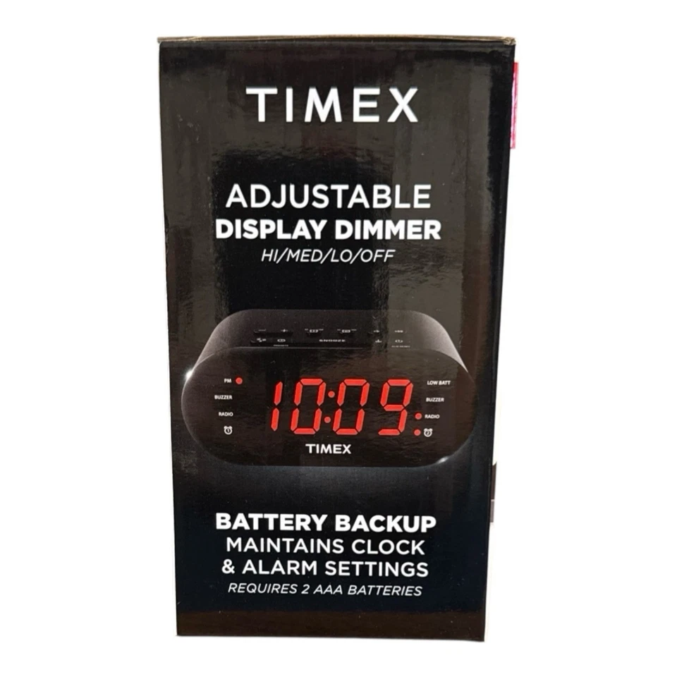 Timex Alarm Clock for Bedroom with FM Radio and USB Charger - Black - Image 4 of 4