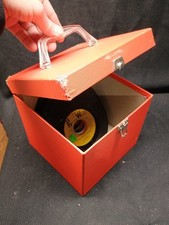 Vintage RECORD CASE for 7" 45 RPM SINGLES 1960s 70s orange box vinyl storage