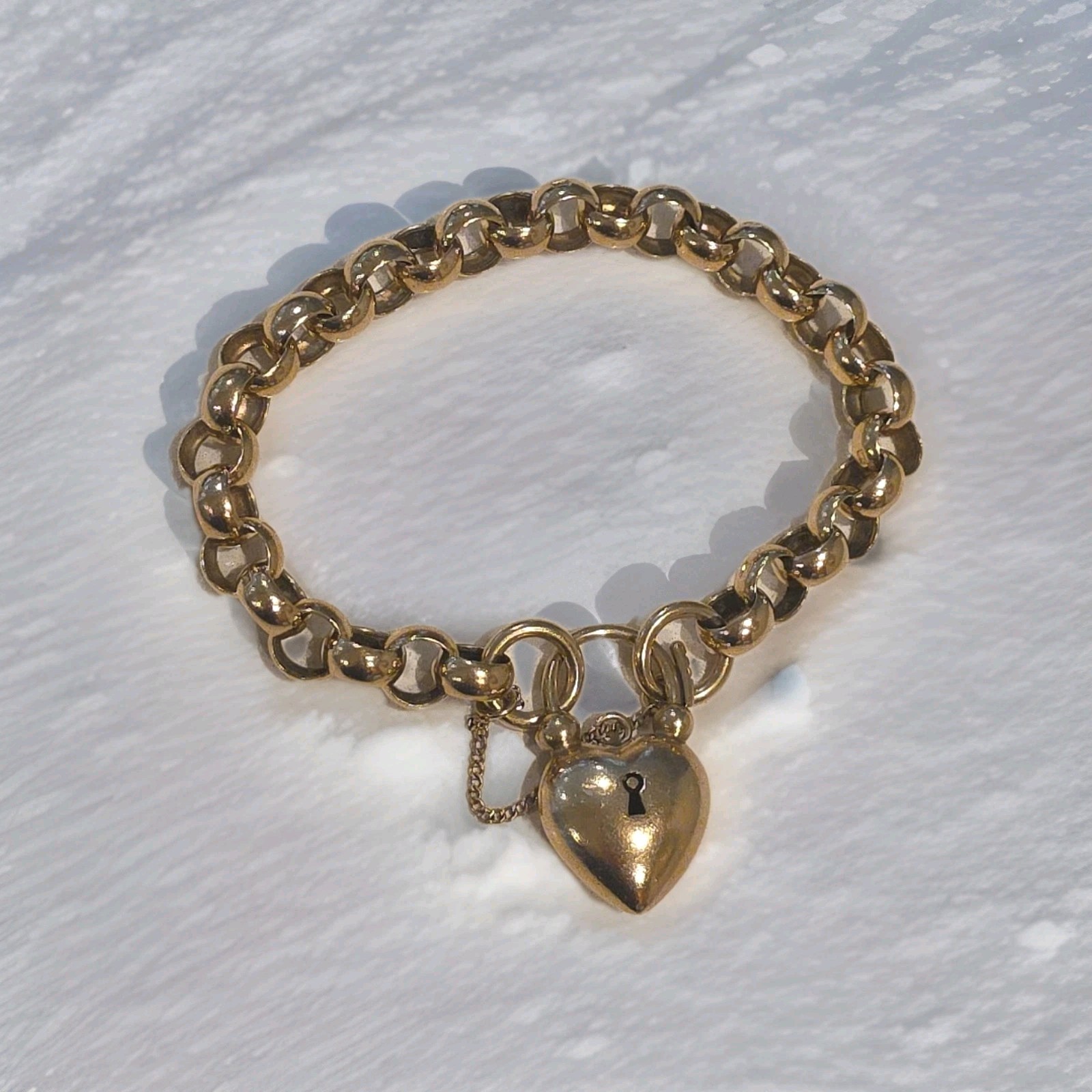 Vintage Victorian Era Rose Gold Heart Chunky Bracelet 9ct image 4