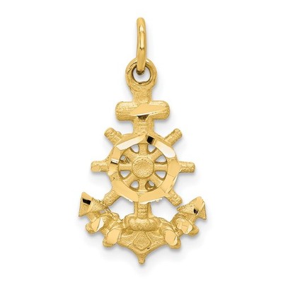 10k Yellow Gold Anchor Shape Charm Pendant L 25mm, W 14mm