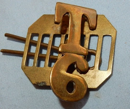 c 1908-WW1 6th TERRITORIAL DLI DURHAM LIGHT INFANTRY MILITARY SHOULDER BADGE T6
