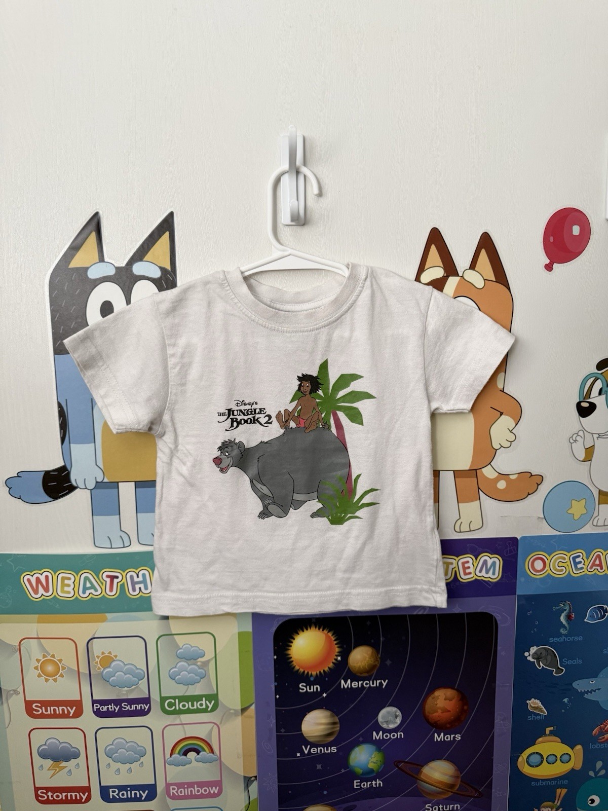 Vintage Rare Jungle Book White Graphic Short Sleeve Baby Toddler Shirt