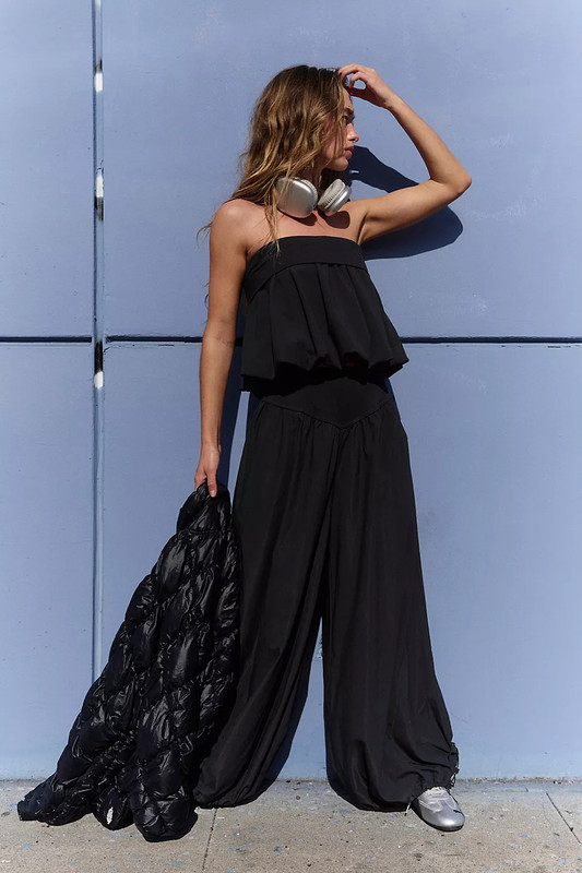 NWT FREE PEOPLE FP Movement ‘Double Bubble’ Pants (L) $148 Black