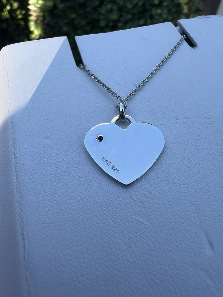 Ожерелье с серебряным сердцем из голубого Нила с гравировкой инициалом C и камнем-таметистом - Изображение 4 из 4