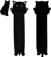 Long Black Cat Plush Pillow, 40.5" Cute Black Cat Stuffed Animal Plushie, Kawaii