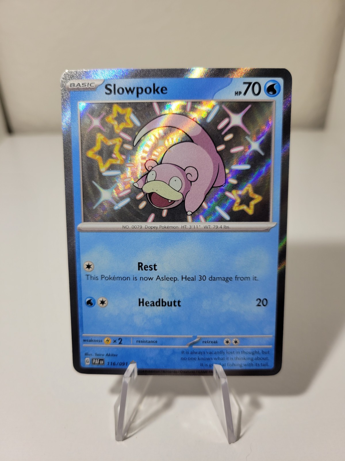 Pokémon TCG Slowpoke 116/091 Baby Shiny Holo Rare Paldean Fates NM