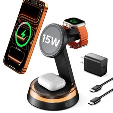 3 in 1 MagSafe Wireless Charger Stand 15W Fast Charging Dock iPhone Watch