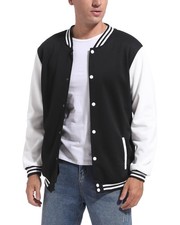 DHSPKN Men's Varsity Baseball Jackets Causal Slim Fit Varsity Letterman Jacket