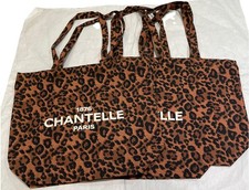 Qty 3 New 1876 Chantelle Paris Cheetah Print Tote Bags Brown Black 18"x16.5"