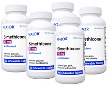Major Simethicone Gas Relief 80 mg 100 Chewable Tablets Pack of 5