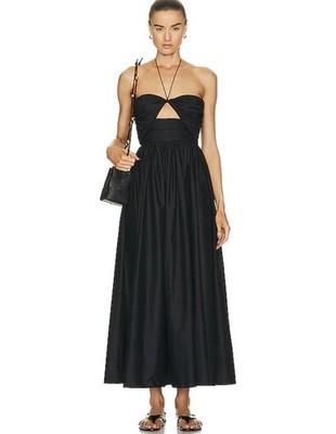 MATTEAU BANDEAU ROUCHED SUNDRESS Women s Size US 4 Black Preppy Light Classy