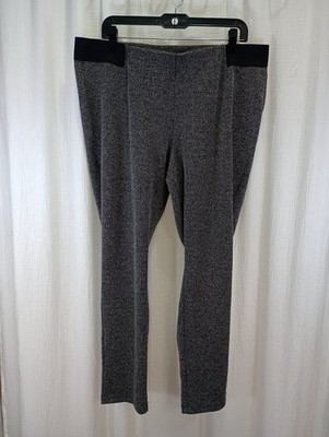 Chaps Dress Pants Women's Size 2XL Heathered Black Pull On Partial Elastic Waist