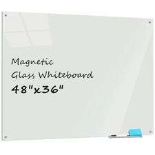 Atrosonik Glass Whiteboard 4 X 3 Magnetic Dry Erase Board Frameless Wall
