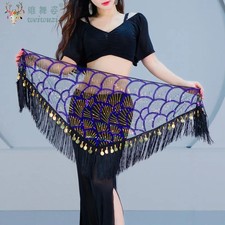 Belly Dance Performance Belt Women Sequin Triangle Tassel Hip Scarf Waist Band