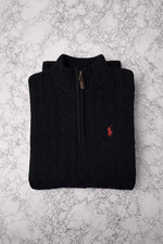 Polo Ralph Lauren Quarter Zip Cable Knit Jumper Sweater BNWT Cotton